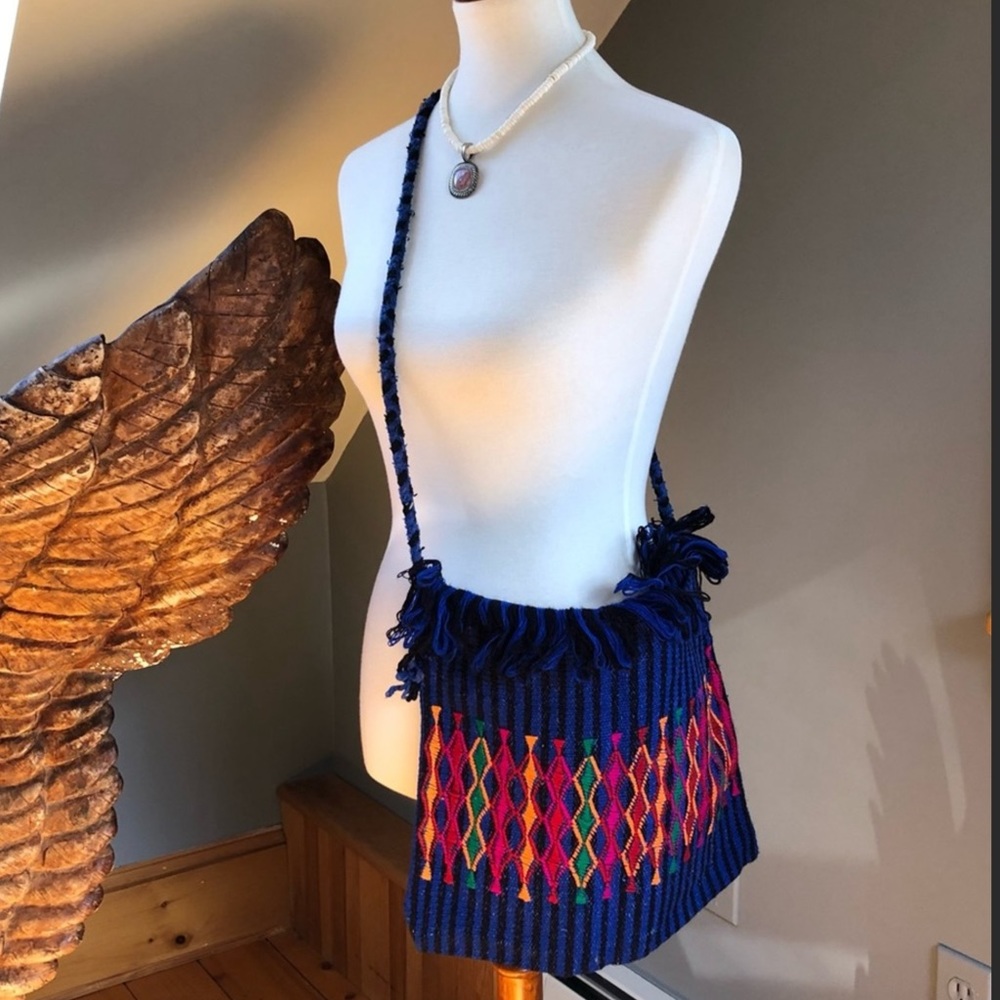 Boho Woven Blue Rainbow Bag